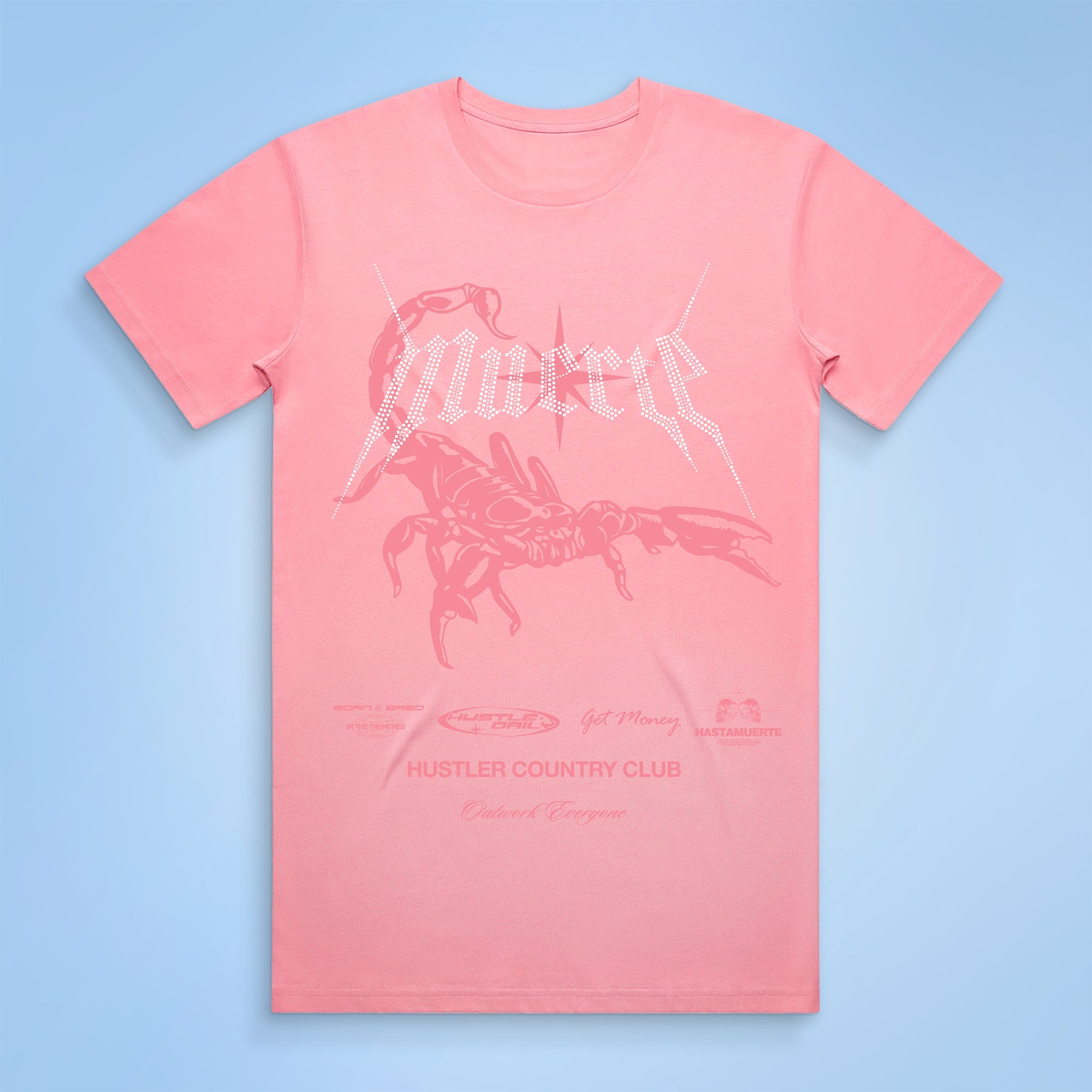 Rhinestone Scorpion Country Club Tee - Pink
