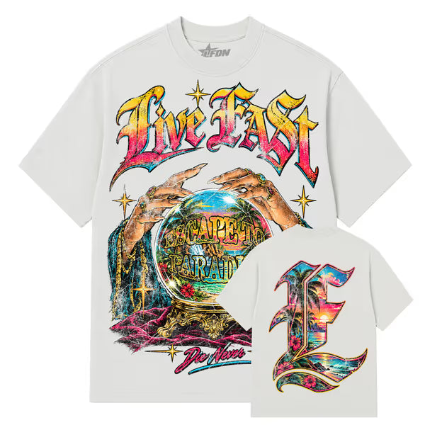 Live Fast Die Never - Escape Route - Stone Garment Dye Tee