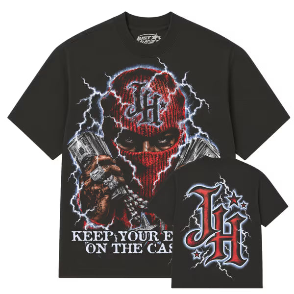 Just Hustle - High Voltage - Black Garment Dye Tee