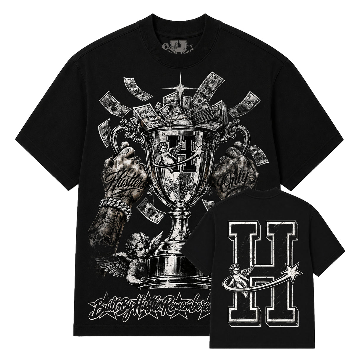 Hustlers Only - Money Trophy - Jet Black Tee