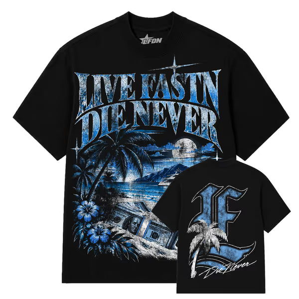 Live Fast Die Never - Moon Tide - Jet Black Tee