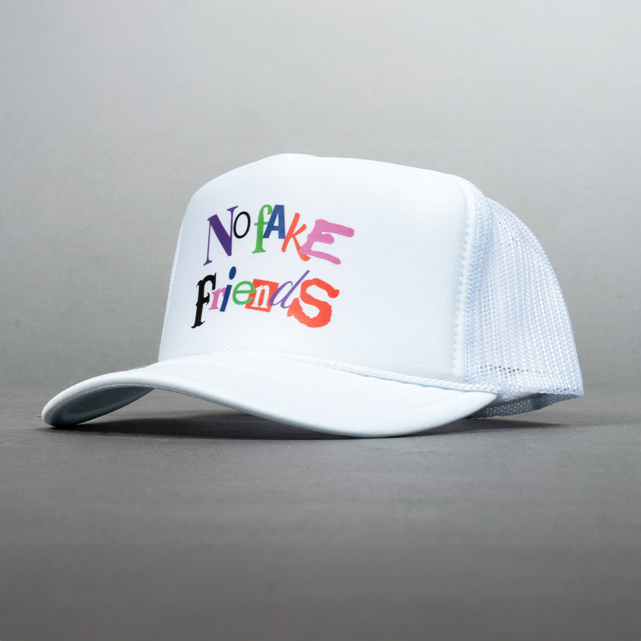 No Fake Friends Trucker Hat - White