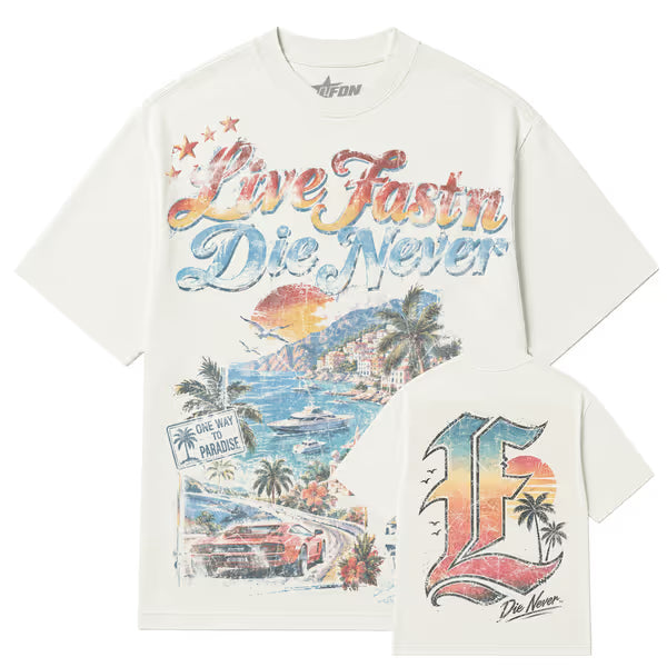 Live Fast Die Never - Permanent Weekend - Vintage White Tee