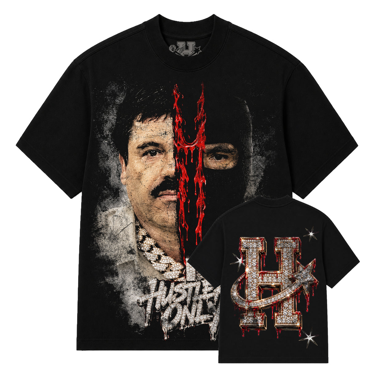 Hustlers Only - Split Empire - Jet Black Tee