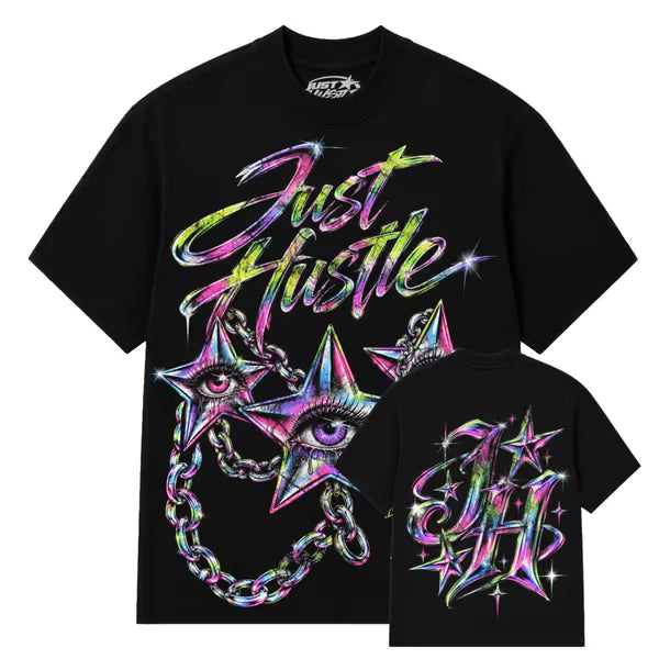Just Hustle - Starry Eye - Jet Black Tee