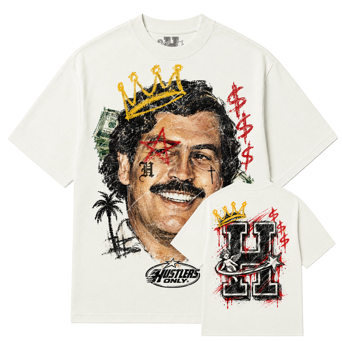Hustlers Only - Street Sketch - Vintage White Tee