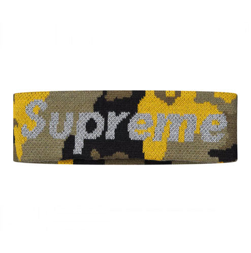 Supreme New Era Reflective Logo Headband -Yellow Camo