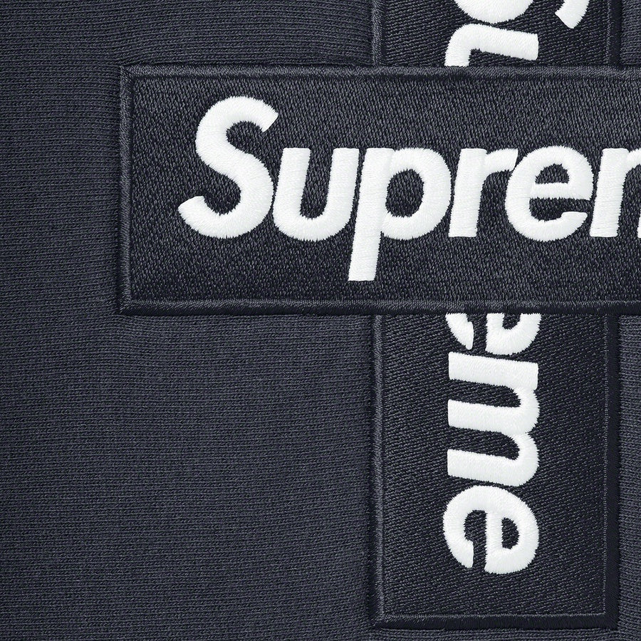 Supreme Cross Box Logo Hooded Sweatshirt- Navy