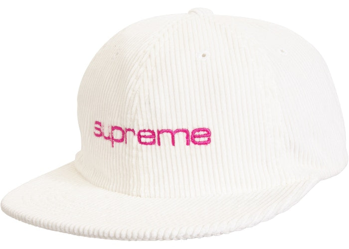 Supreme Corduroy Compact Logo 6 panel- White