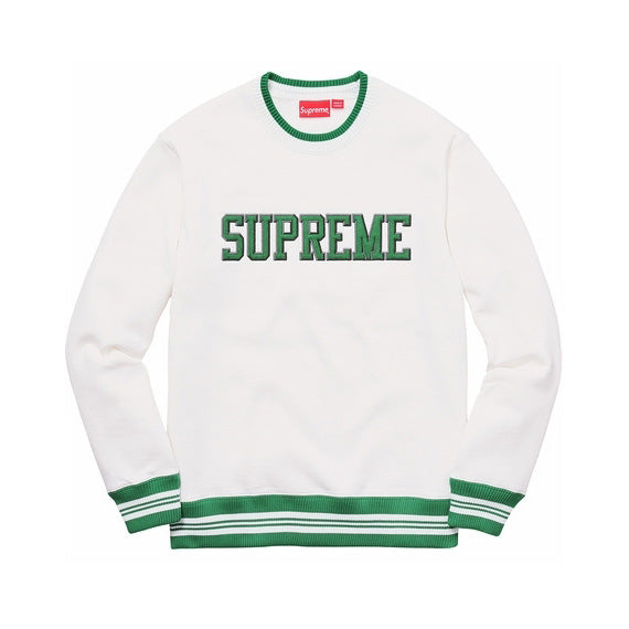 Supreme White Felt Shadow Crewneck