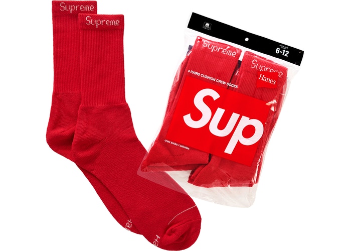 Supreme Hanes Socks (4 Pack)- Red
