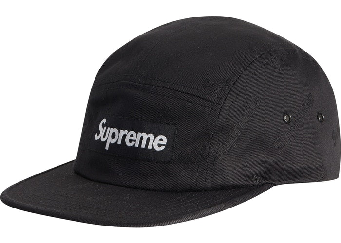 Supreme Jacquard Logos Twill Camp Cap- Black