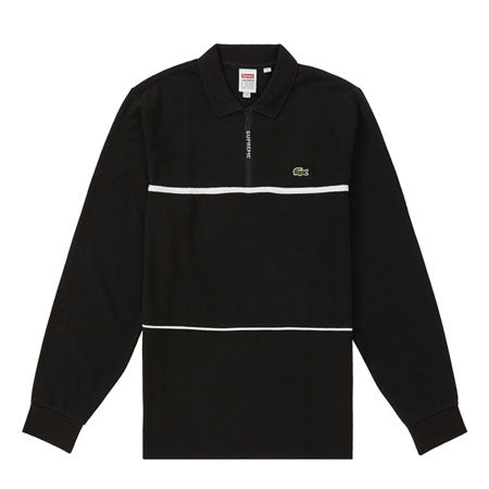 Supreme LACOSTE Pique Zip L/S Polo- Black