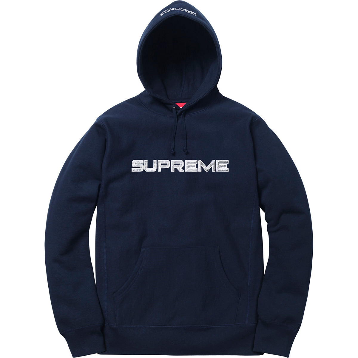 Supreme SS17 Sequin Logo Hooded Sweatshirt - NAVY