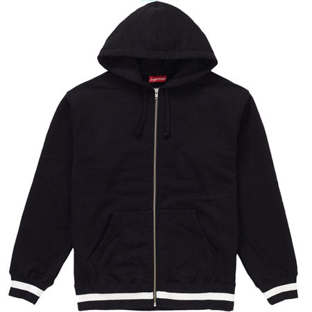 Supreme Old English Stripe Zip Up Sweatshirt- Black