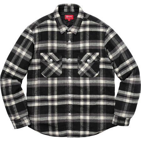 SUPREME Quilted Arc Logo Flannel Shirt - Black