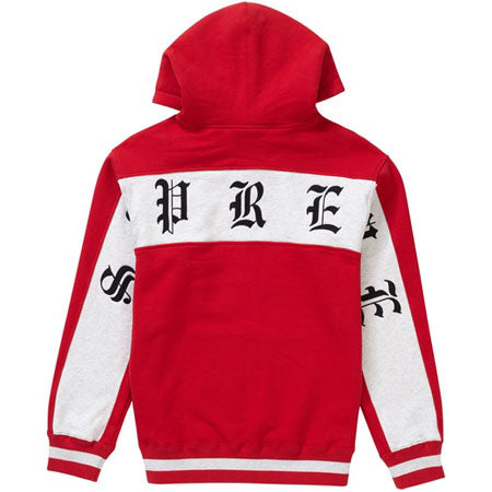 Supreme Old English Stripe Zip Up Sweatshirt- Red