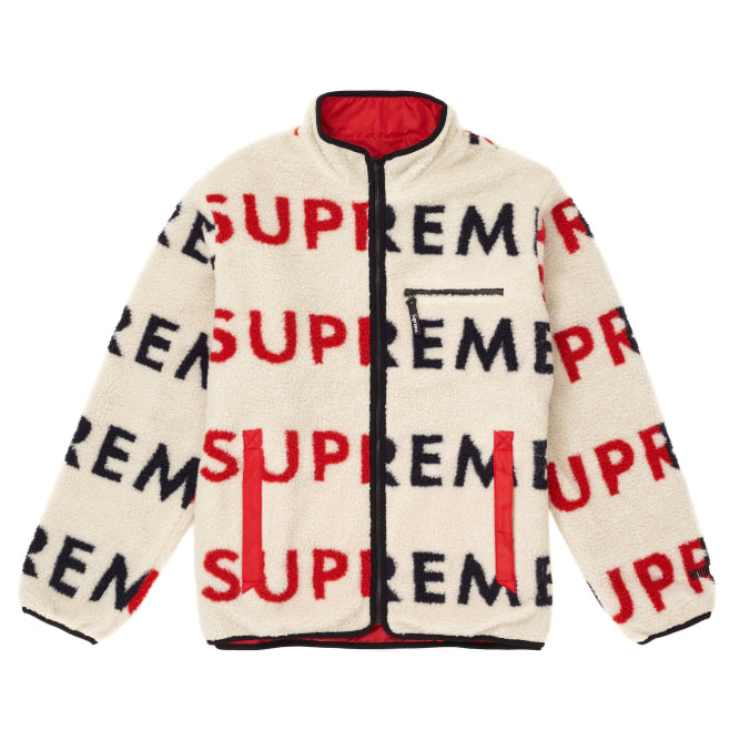 Supreme Reversible Logo Fleece Jacket -Natural