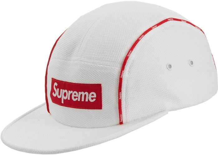 Supreme Pique Piping Camp Cap- White