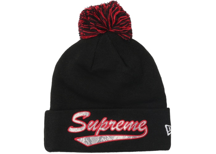 Supreme New Era Snake Script Beanie- Black