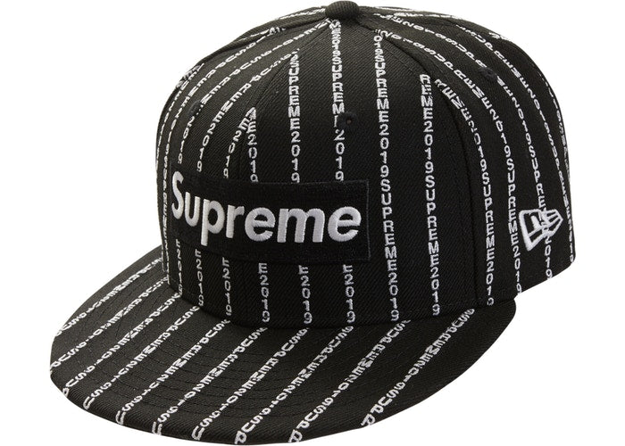 Supreme Text Stripe New Era Cap- Black