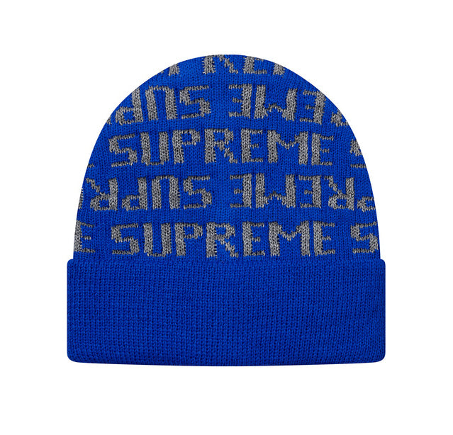 SUPREME Reflective Repeat Beanie (Blue)