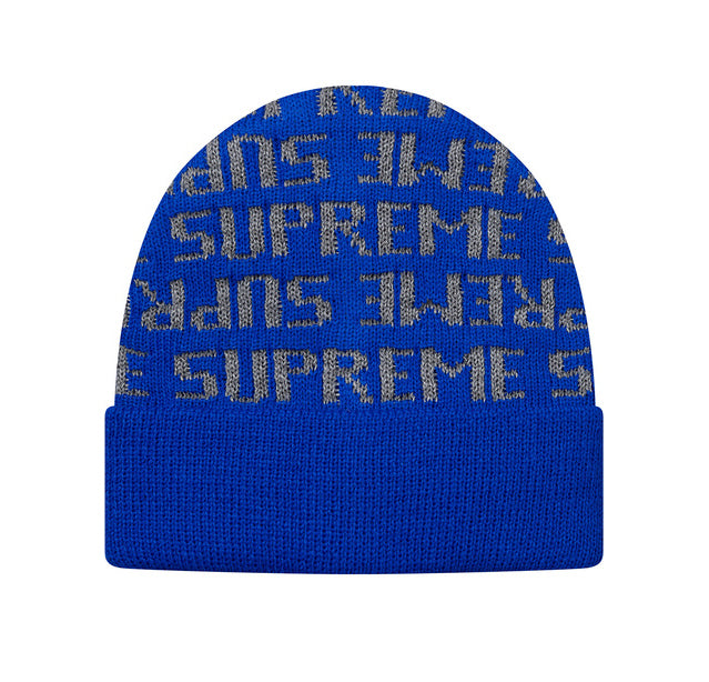 SUPREME Reflective Repeat Beanie (Blue)