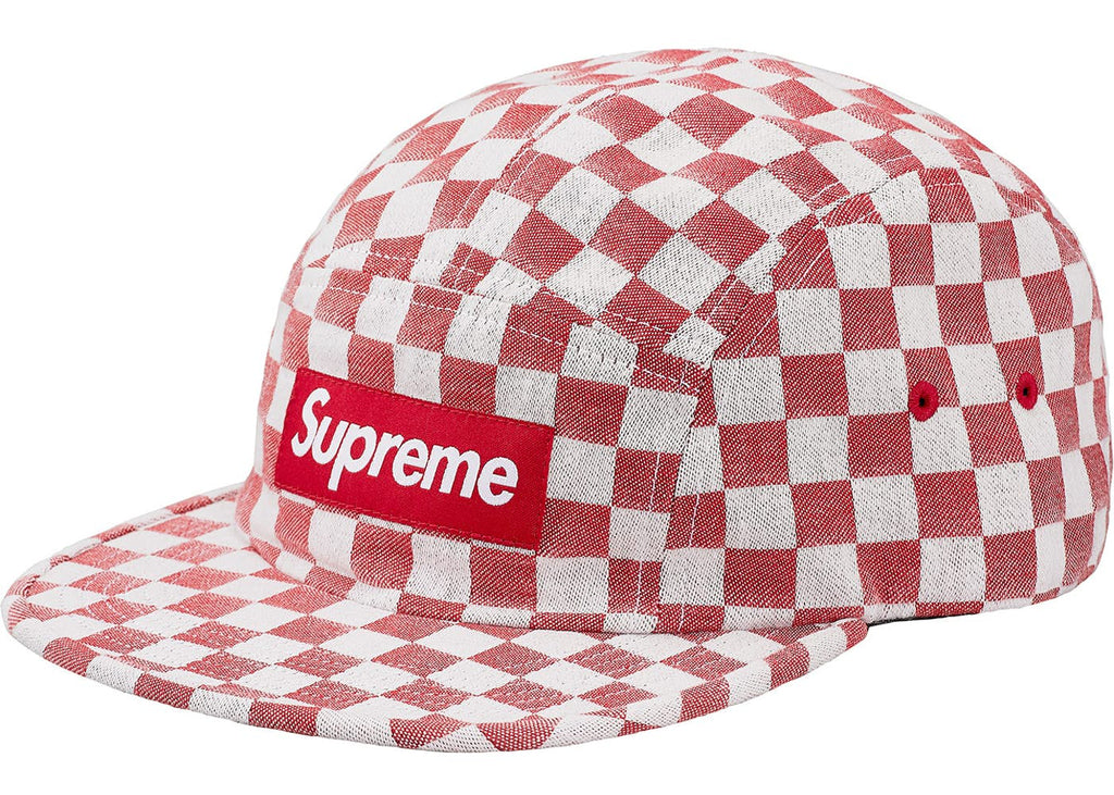 Supreme Checkerboard Camp Cap- Red