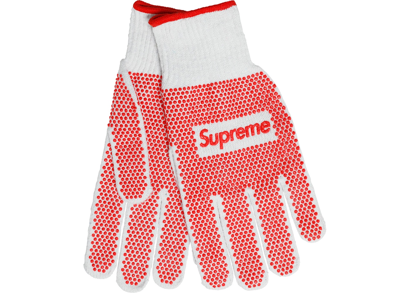 Supreme Grip Work Gloves- White/Red