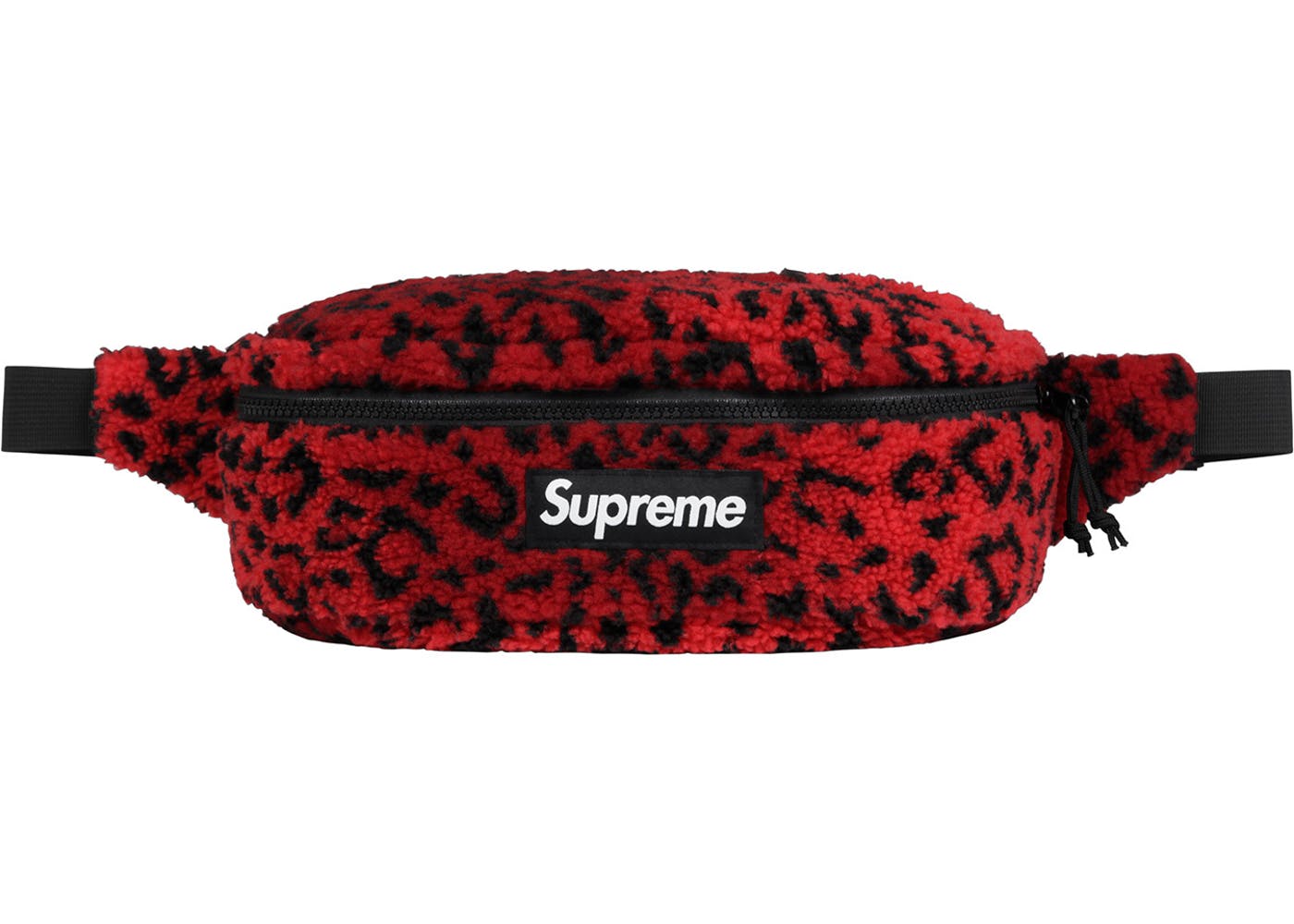 Supreme Leopard Fleece Waist Bag- Red