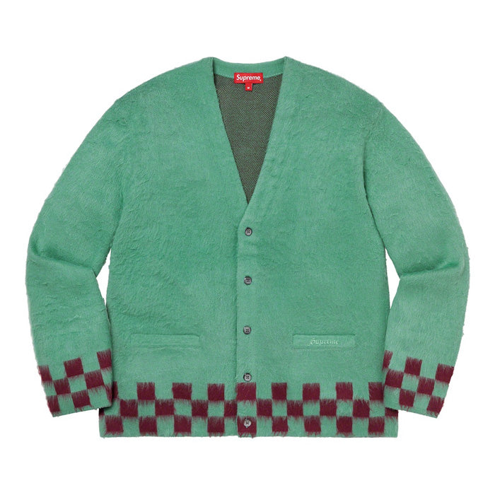 Supreme Brushed Checkerboard Cardigan- Mint