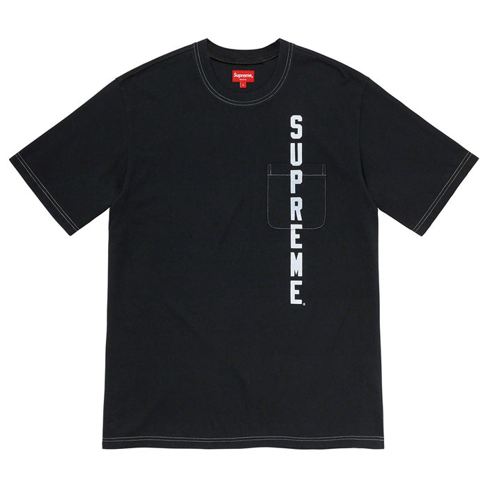 Supreme Contrast Stitch Pocket Tee- Black