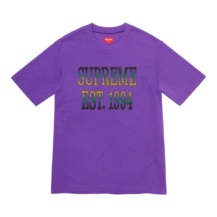 Supreme Cotton Mesh Gradient Logo S/S Top- Purple