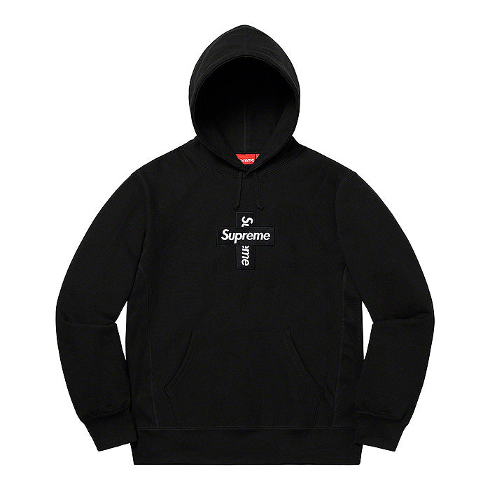 Supreme Cross Box Logo Hooded Sweatshirt- Black