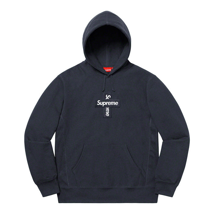 Supreme Cross Box Logo Hooded Sweatshirt- Navy