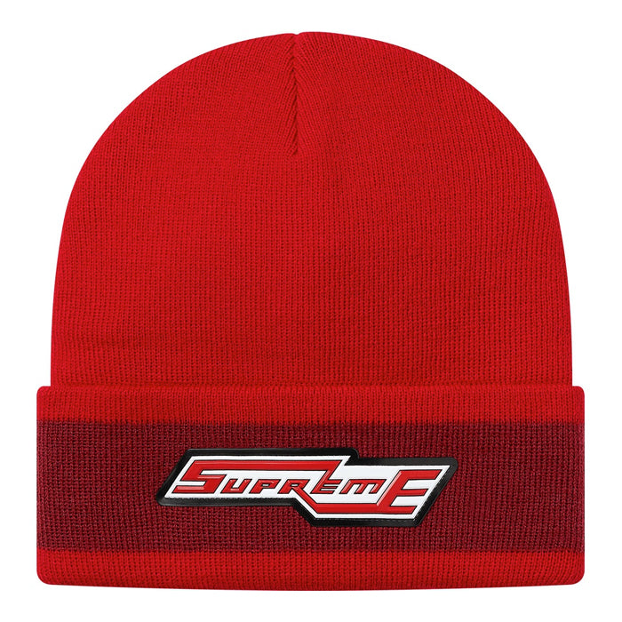 Supreme Cuff Stripe Beanie- Red