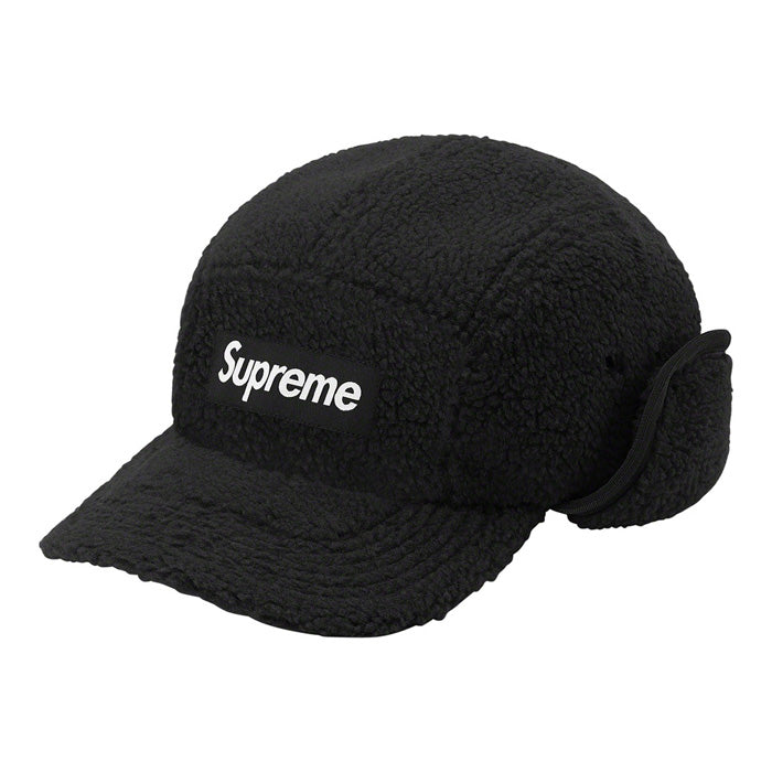 Supreme Deep Pile Earflap Camp Cap- Black