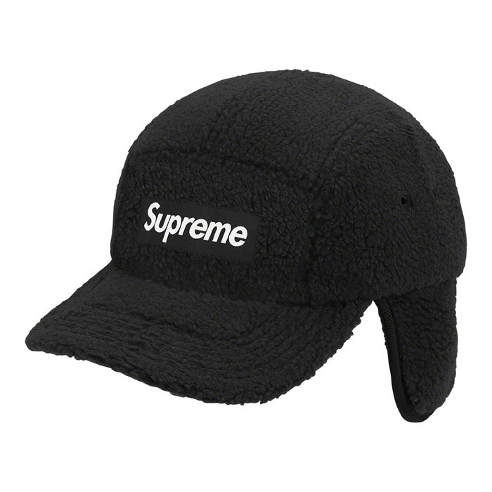 Supreme Deep Pile Earflap Camp Cap- Black