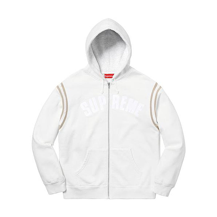 Supreme Jet Sleeve Zip Up Hooded Sweatshirt- White