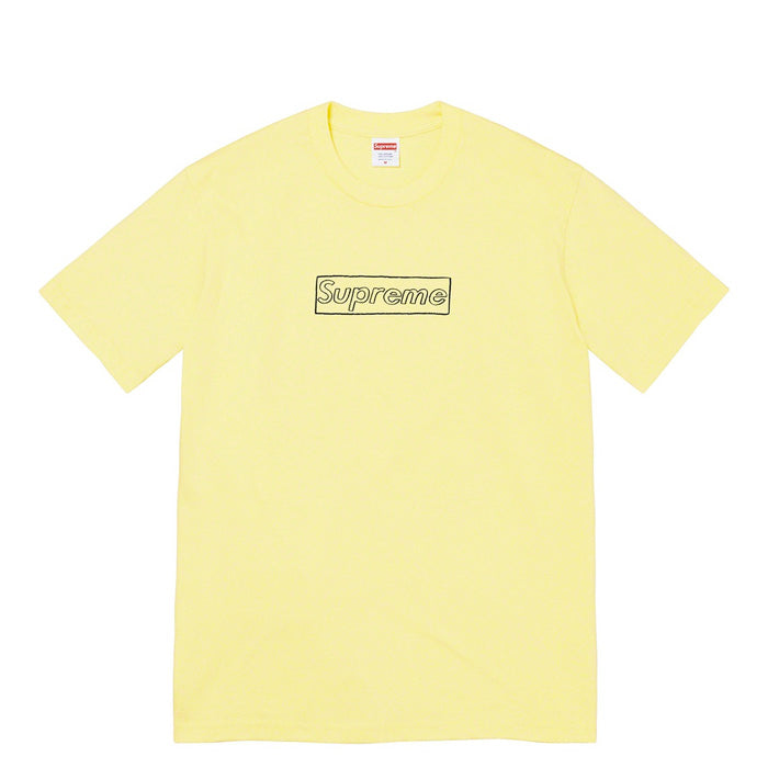 Supreme KAWS Chalk Logo Tee- Pale Yellow