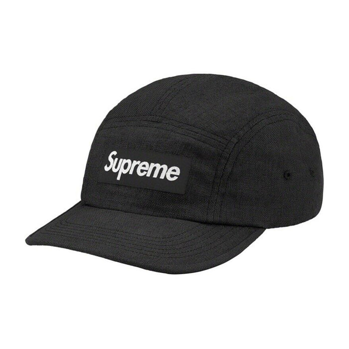Supreme Linen Fitted Camp Cap (SS22)- Black