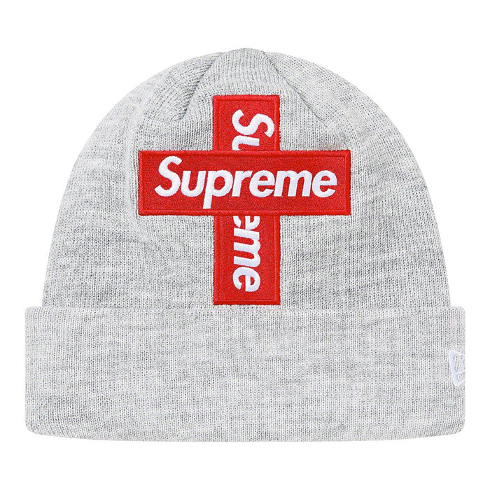 Supreme New Era® Cross Box Logo Beanie- Heather Grey