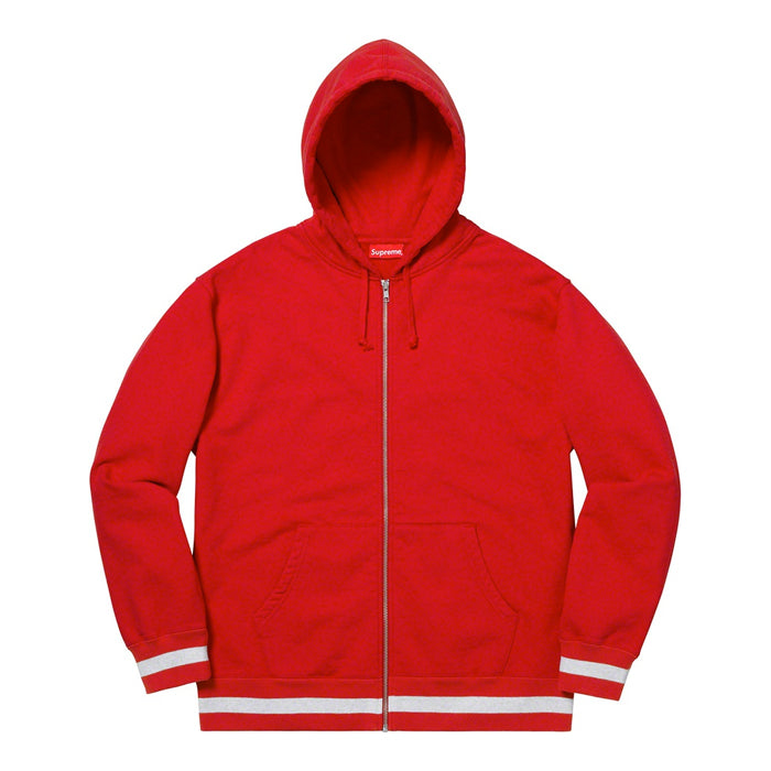 Supreme Old English Stripe Zip Up Sweatshirt- Red