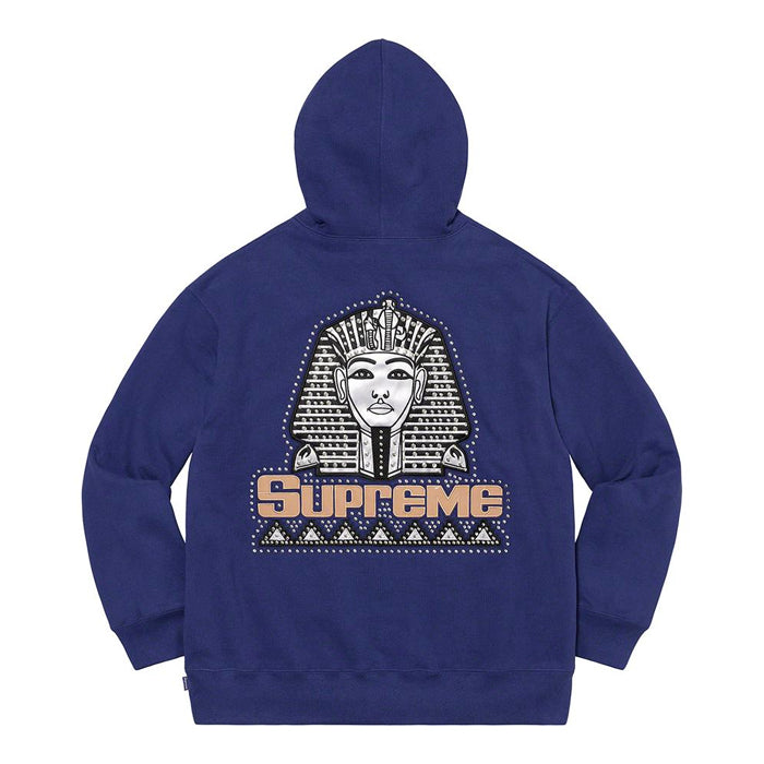 Supreme Pharaoh Studded Hooded Sweatshirt- Washed Navy