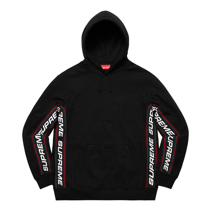 Supreme Text Rib Hooded Sweatshirt- Black