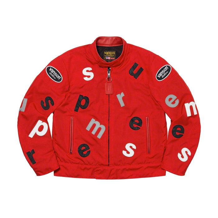 Supreme Vanson Leathers Letters Cordura Jacket- Red