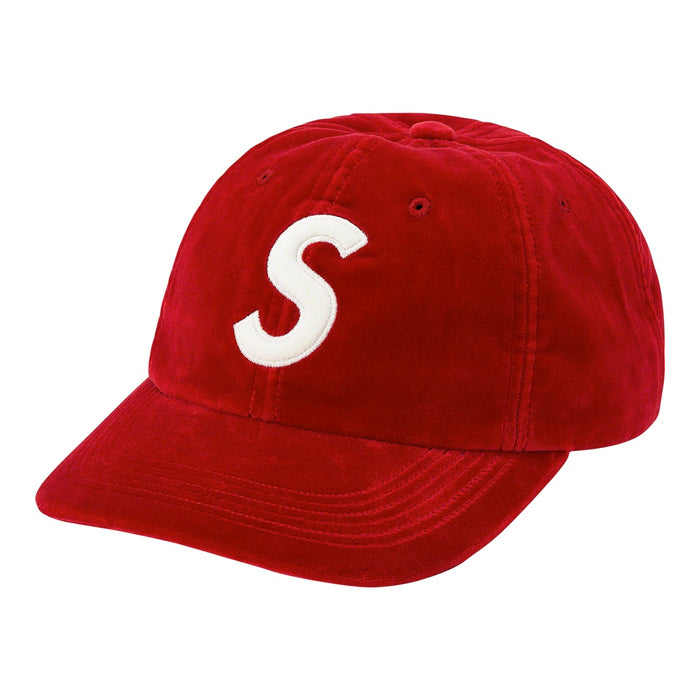 Supreme Velvet S Logo 6-Panel- Red