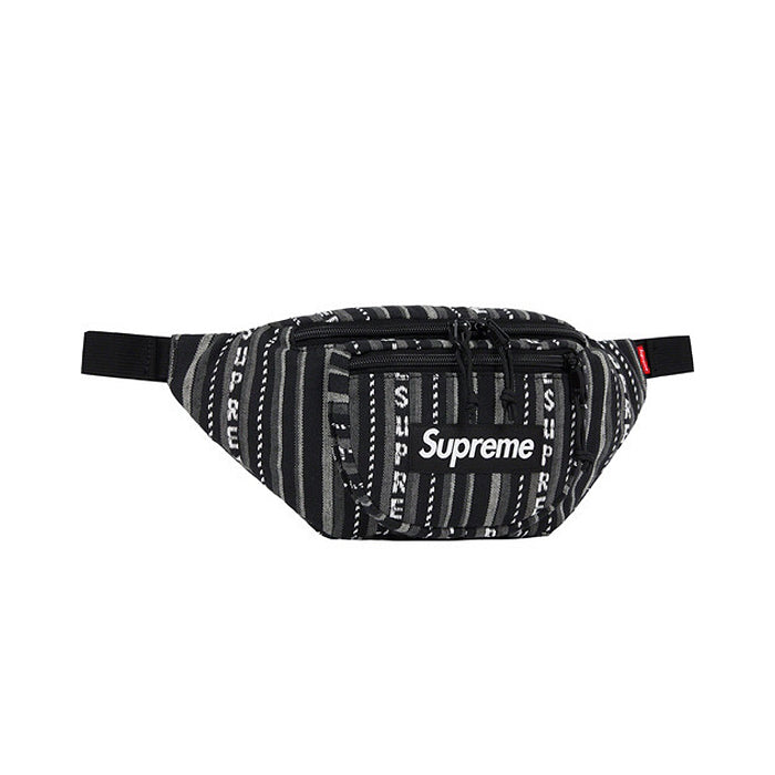 Supreme Woven Stripe Waist Bag- Black