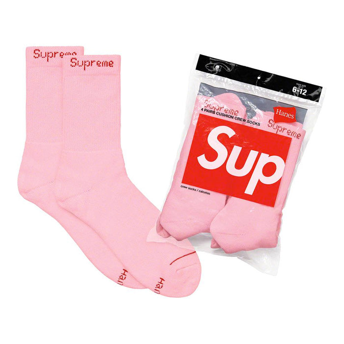 Supreme®/Hanes® Crew Socks (4 Pack)- Pink