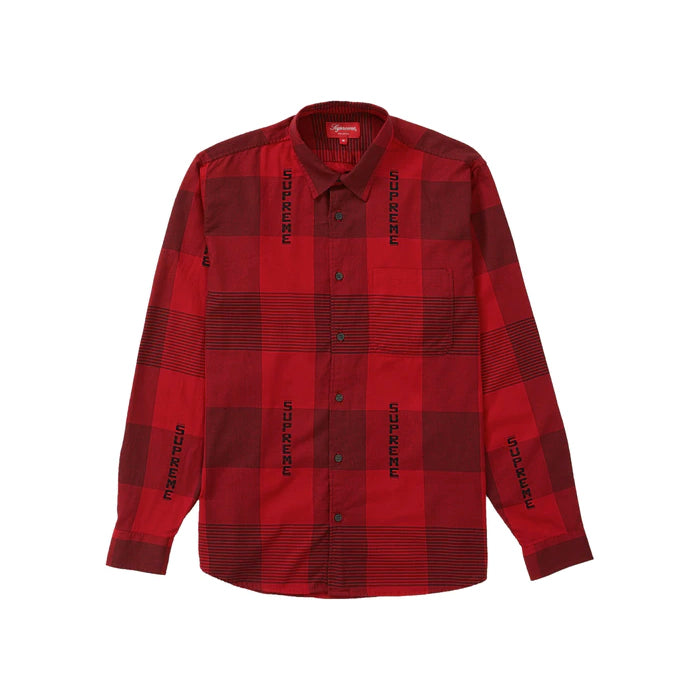 Supreme Logo Plaid Shirt- Red